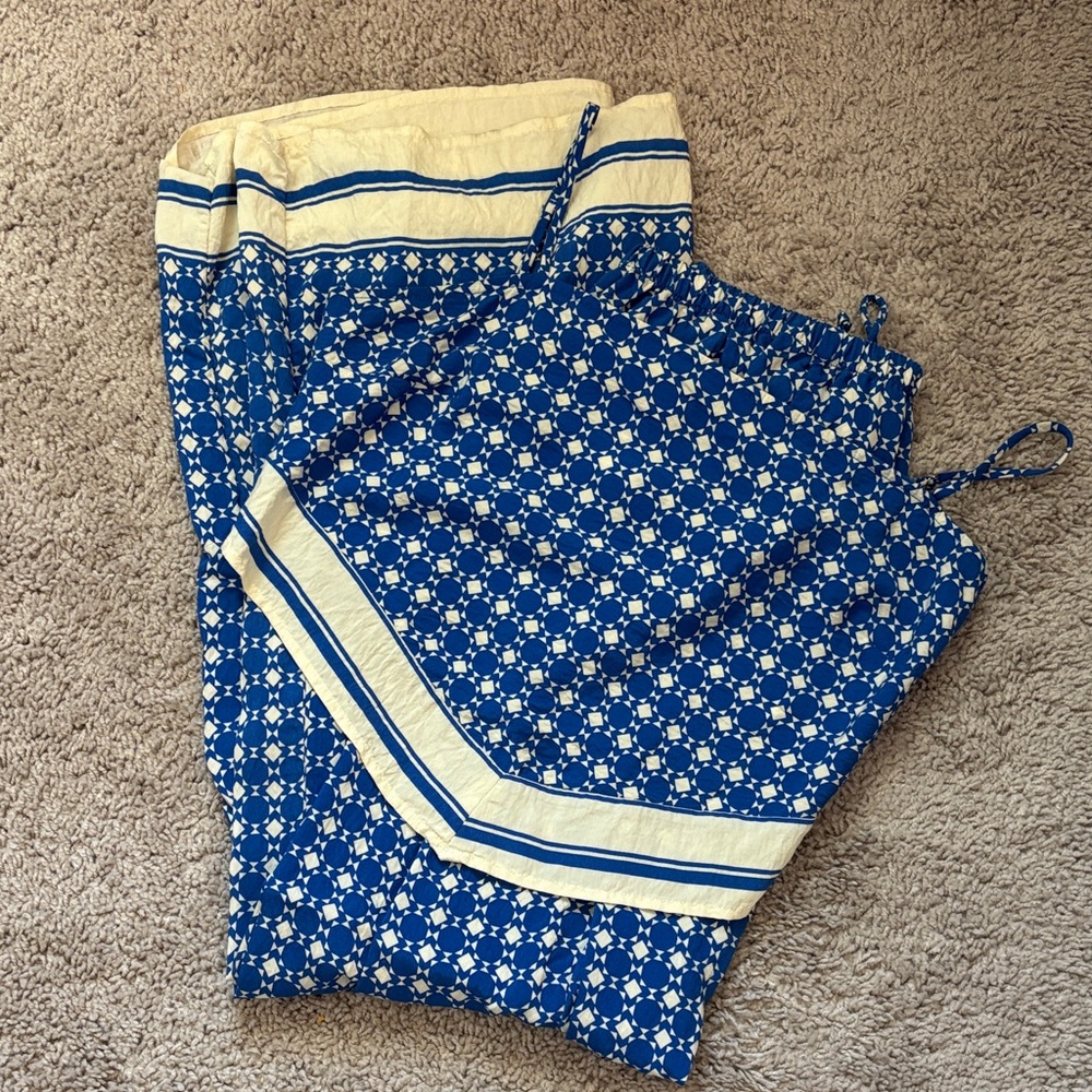 Sienna Sky Blue and Cream Patterned Jumpsuit